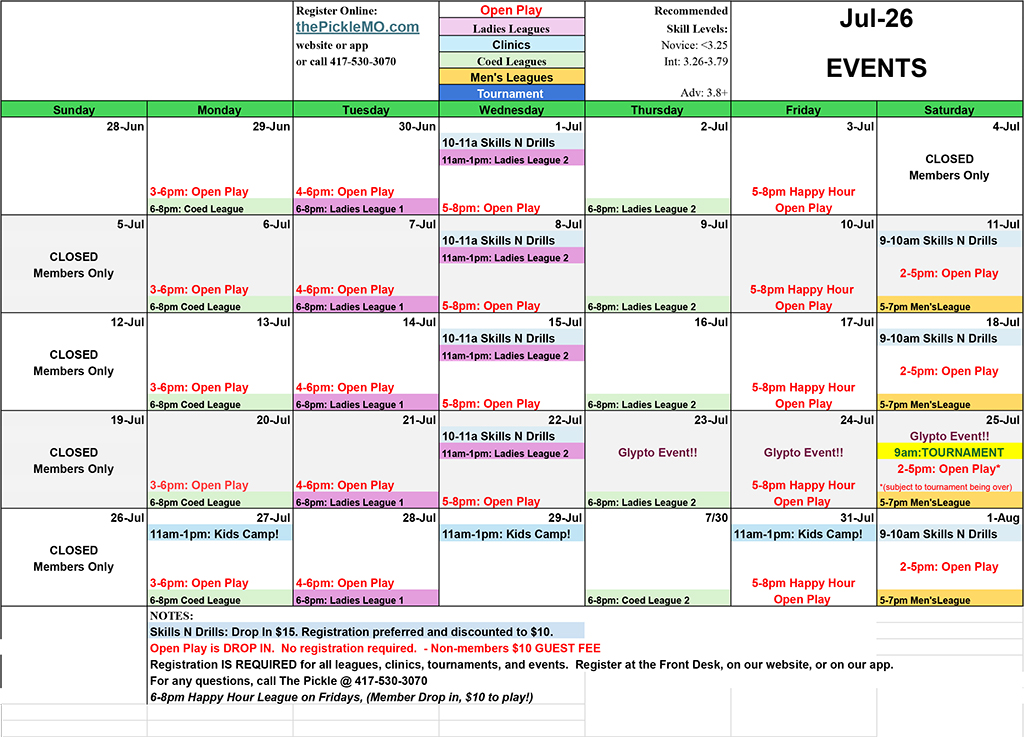 JULY-schedule