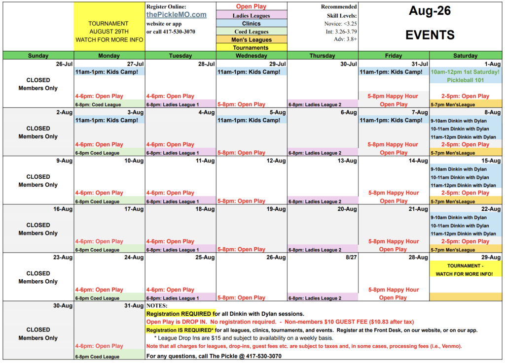 August Calendar